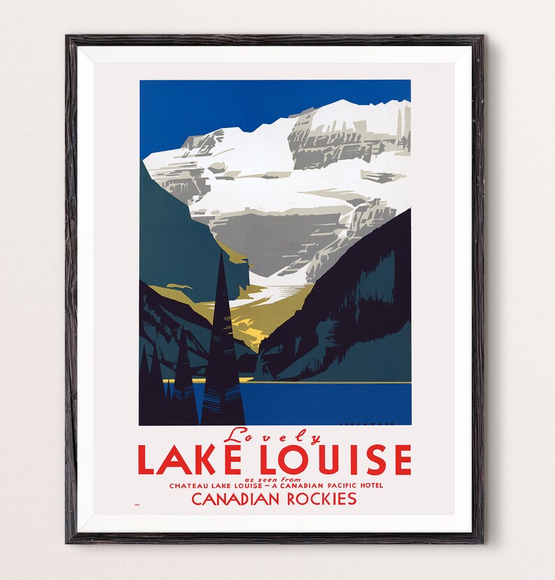 Lake Louise Poster Canadian Rockies Wall Art Canada Travel Etsy