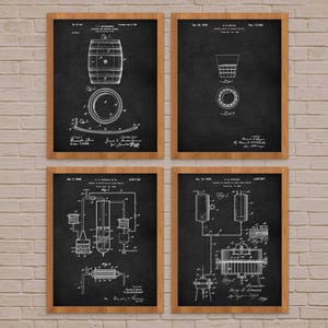 Whiskey Patent Print Set Of 4, Whiskey Invention, Vintage Whiskey, Kitchen Prints, Bourbon Whiskey, Whisky Industry, Bar Wall Art