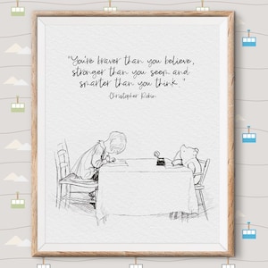 Winnie the Pooh Print Quotes, pooh bear classic vintage style poster print - great adventure