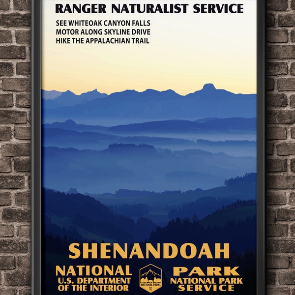 Shenandoah National Park Poster, National Park Art, Camping Hiking Art, WPA WPA Poster WPA Art, Appalachian Trail, Virginia Art