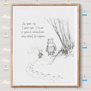 Winnie the Pooh Print Quotes, pooh bear classic vintage style poster print - great adventure
