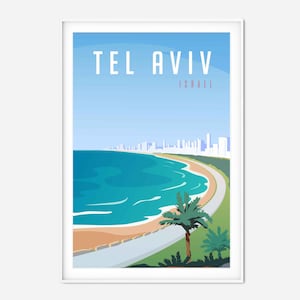 Tel Aviv Vintage Travel Poster, Cityscape Print, Retro City Art Travel Decor, Housewarming Art Gift
