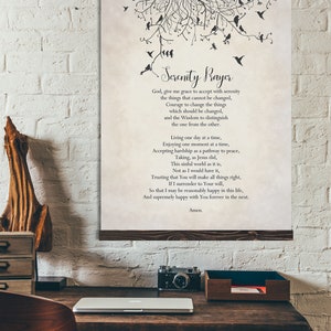 Serenity Prayer Canvas Wall Art with Magnetic Hanging Frame