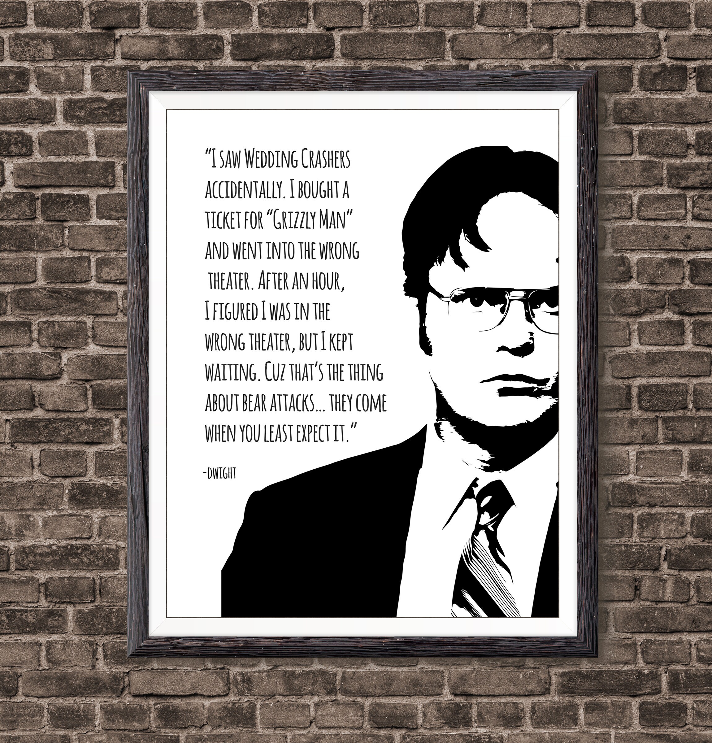 Dwight Schrute Bear Quotes Dwight Schrute Bear Quote Art Print For Home Decor Holiday | Etsy