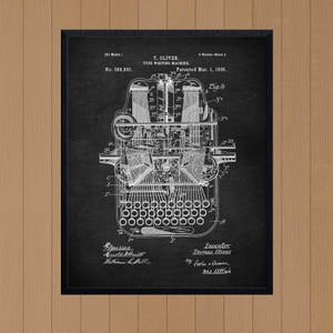 Vintage Typewriter Patent Print, Antique Typewriter, writer gift, gifts for writers, gift for writer, office art, writers gift, art deco