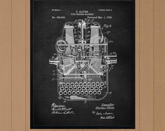 Vintage Typewriter Patent Print, Antique Typewriter, writer gift, gifts for writers, gift for writer, office art, writers gift, art deco