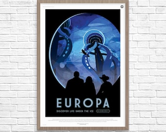 Europa Life Under Ice Space Poster, NASA Space Art