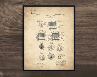 Locksmith Gift, lock patent, locksmith, locksmith gift, man cave decor, gift for him, gift for men, unique gift, office art