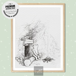 Pooh Classic Nursery Art Print, Winnie the pooh bear classic vintage style poster print