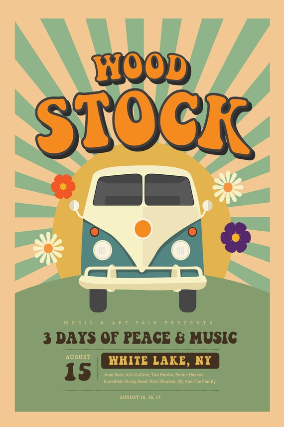 Woodstock Poster Art Music Gift 1969 Concert Poster - Etsy 日本