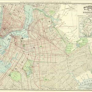 Vintage Brooklyn Map, old brooklyn map, Rolled CANVAS, vintage map, new york city map, Map of Brooklyn, brooklyn new york, vintage maps