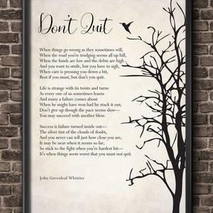 Don&#39;t Quit Poem, John Greenleaf Whittier Quote, Graduation Gift, Grad Gift, Inspirational Quote