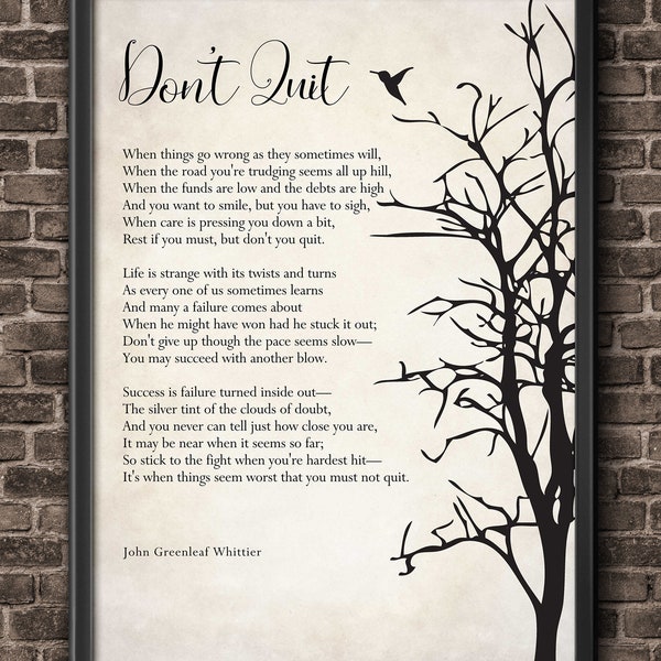 Dont Quit Poem - Etsy