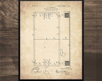 Water Polo Field Patent Print, Swimming Pool Blueprint