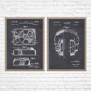 Muziek Patent Poster, STEREO HI FI, draaitafel octrooi, koptelefoon, platenspeler, muziek Poster, Vinyl octrooi, platenspeler Patent