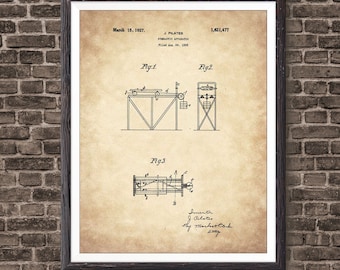 Pilates Patent Art 1927 - Pilates Poster - Gym Wall Art - Pilates Decor - Pilates Studio - Exercise - Exercise Poster - Exercise Machine