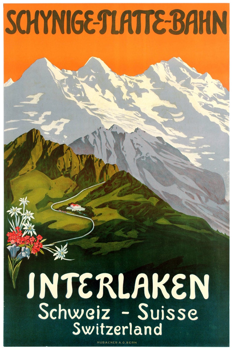 Swiss Poster Switzerland Print Europe Travel Art Swiss Vintage Art