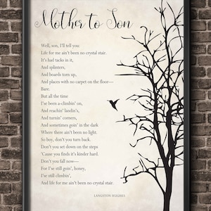 Mother to Son Poem Art Print minimalist modern wall art