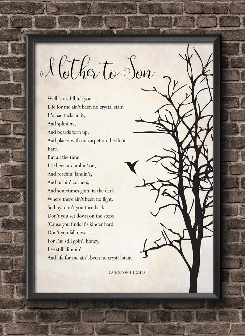 Mother to Son Poem Art Print Minimalist Modern Wall Art Etsy