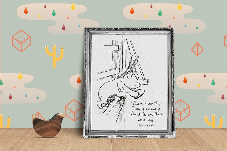 Pooh Quote Rivers Winnie the Pooh Print Quotes, Pooh Bear Classic Vintage Style Poster ...