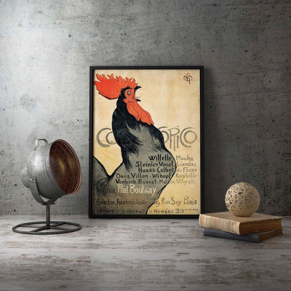 Cocorico French Vintage Poster, Art Nouveau Print, 1896