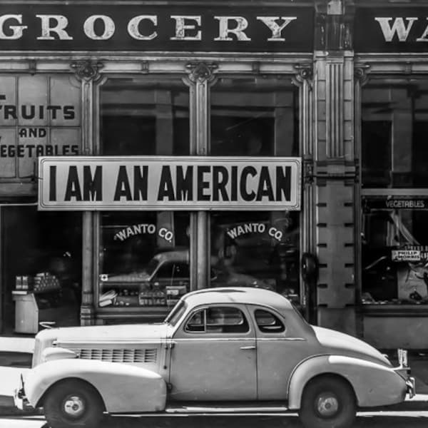 Photography Print Dorothea Lange 1940s, Fine Art Photography "I am an American 1942" MATTED Photographic Print 16x20