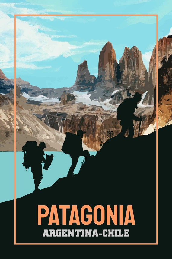PATAGONIA, Torres Del Paine, CHILE Vintage Travel Poster Travel