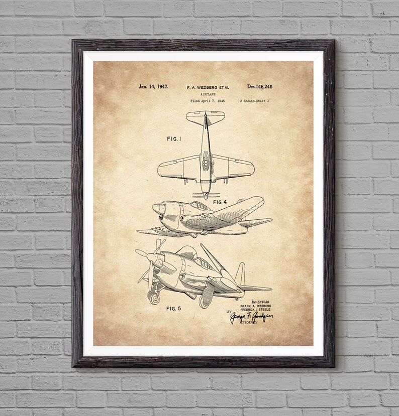 Airplane Patent Print Wall Art, Aviation Decor, Plane Decor Boys Room ...