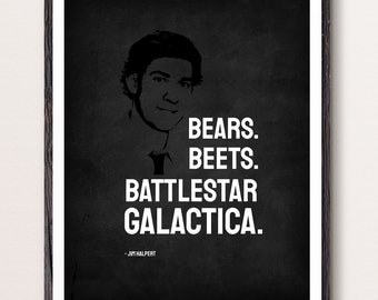 Battlestar Galactica Jim Halpert Wall Art The Office - Bears. Beets - The Office Poster - The Office Sweatshirt - Dwight Schrute