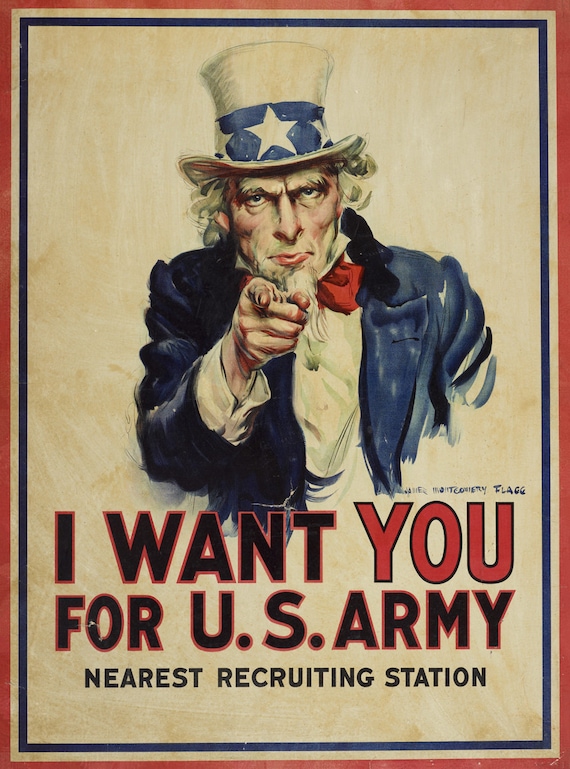 Uncle Sam 'I Want You' WWII Army Recruitment Poster - Etsy 日本