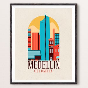 Medellin Colombia Print, Colombia Art, Cityscape, Wall Decor, City Poster, Wedding Decor