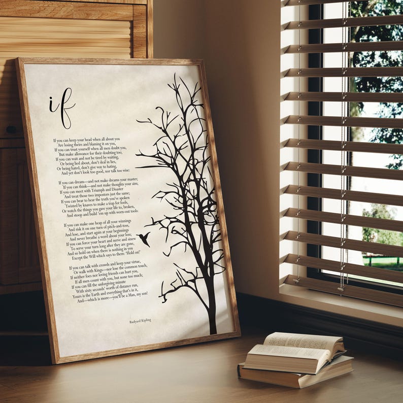 Rudyard Kipling If Poem Wall Art Inspirational Literary Quote Poster rudyard-kipling-if-poem-wall-art-inspirational-literary-quote-poster