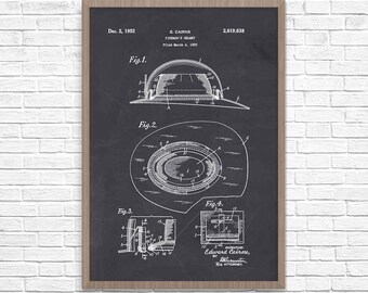 Firefighter Helmet Patent Art Print, Fireman Gift, Firehouse Decor