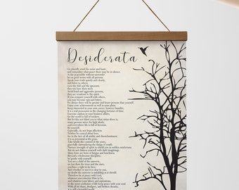 Desiderata Poem Wall Hanging Canvas Wall Art with Magnetic Wooden Hanger