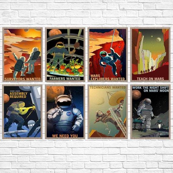 Mars Travel Posters Set Of 8 Space Posters Nasa Posters Mars Print Planet Mars Nasa Mars Poster Mars Space Travel Space Poster
