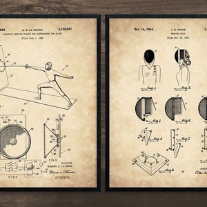 Fencing Art, Set of 2, Fencing Mask, patent print, sports art, fencing decor, fencing gifts, fencer art, fine art print, fencing fan