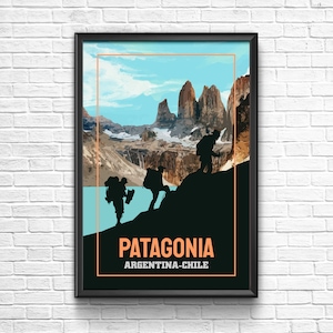 PATAGONIA, Torres Del Paine, CHILE Vintage Travel Poster Travel Regalo de Viaje