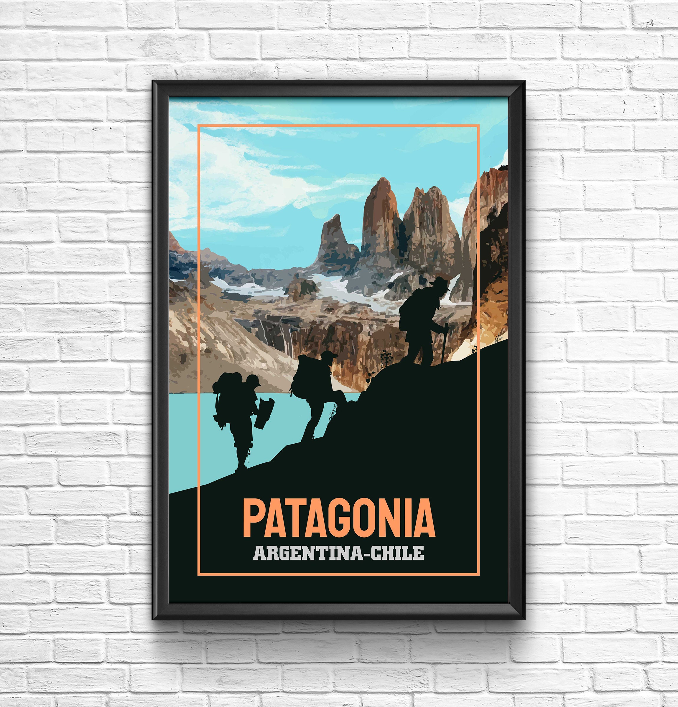 PATAGONIA, Torres Del Paine, CHILE Vintage Travel Poster Travel