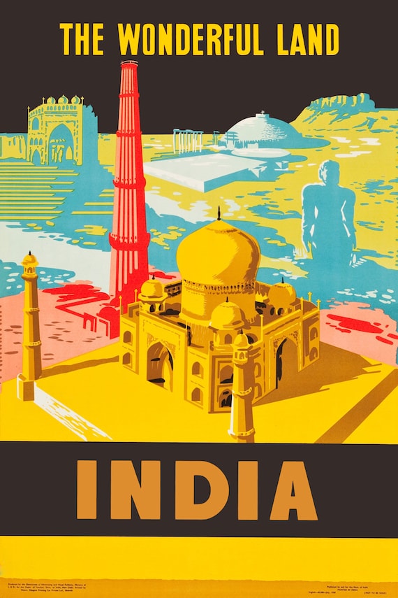 Vintage India Travel Poster, Indian Art Print - Etsy