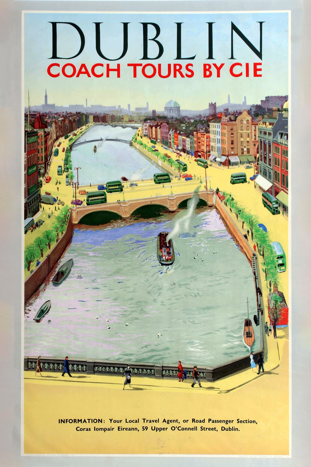 Ireland Travel Poster Dublin Vintage Travel Poster Ireland Etsy