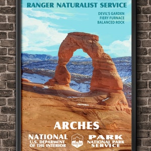 Arches National Park Poster, WPA National Park Poster, UTAH Arches Poster, WPA Art