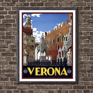 Verona Italy, travel poster, verona print, verona poster, travel decor, italy print, verona italy, verona wall art, verona art