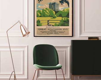 Vintage Blarney Castle Ireland Travel Poster