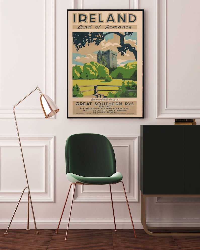 Ireland Travel Poster Blarney Castle Vintage Travel Poster Etsy Ireland
