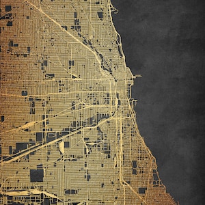 Chicago Wall Art Carte de Chicago, Chicago Illinois Carte