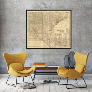Detroit Map - Map of Detroit - Vintage Detroit Map - Michigan Map - Detroit Michigan - Antique Detroit Map - Detroit Street Map-Detroit City