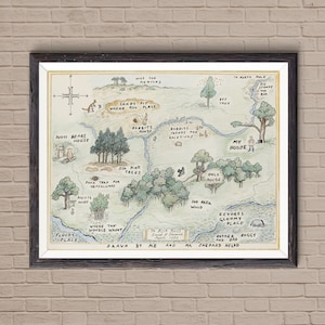 Classic Winnie the Pooh 100 Acre Woods Map for Nursery Decor, classic pooh, winnie the pooh, nursery decor, pooh nursery, winnie the pooh