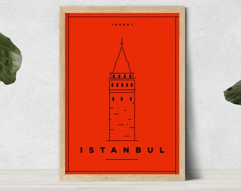 Istanbul Minimalist City Skyline Art Print, Turkish Art, Istanbul Turkey Travel Poster, Istanbul Art Gift