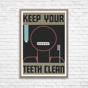 WPA Poster, Keep Your Teeth Clean, WPA Art, Fine Art Print, Giclee Print, Wall Decor, Wall Art, Vintage Art