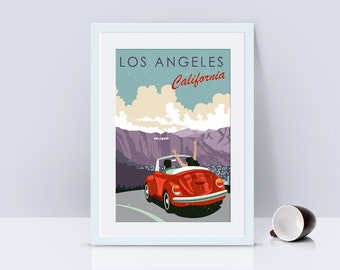 Reise Poster, Los Angeles, Vintage Reise, Los Angeles Reisen, Los Angeles Kunst, Reise Kunst, Poster, Reise Druck, Reise Wandkunst